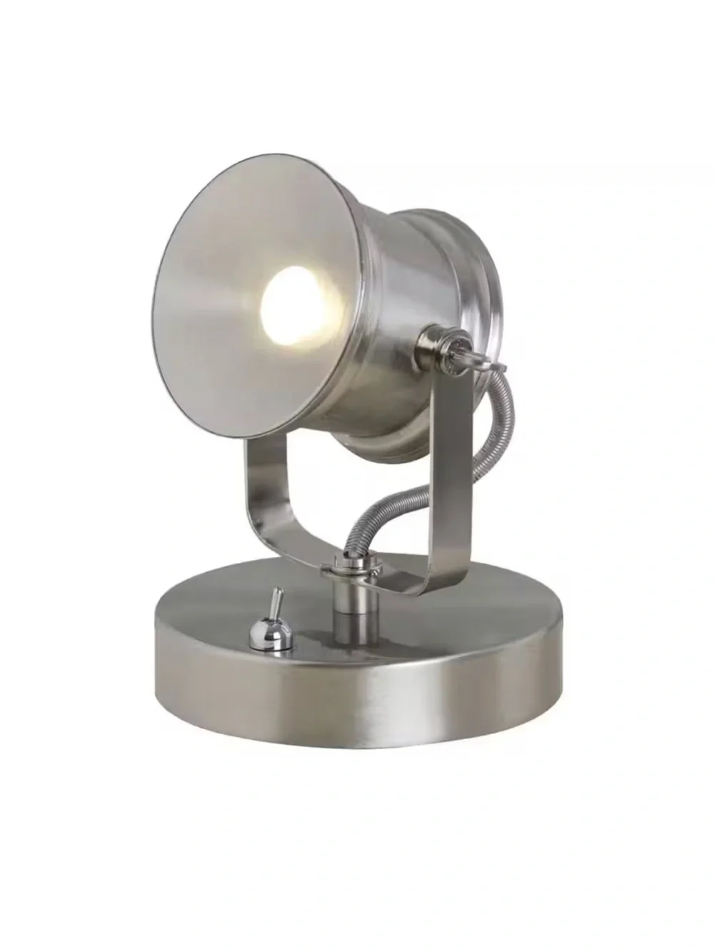 Hampton Bay 2 LED Spotlight Desk Lamps Nickel Accent Lamp Pair Industrial Silver